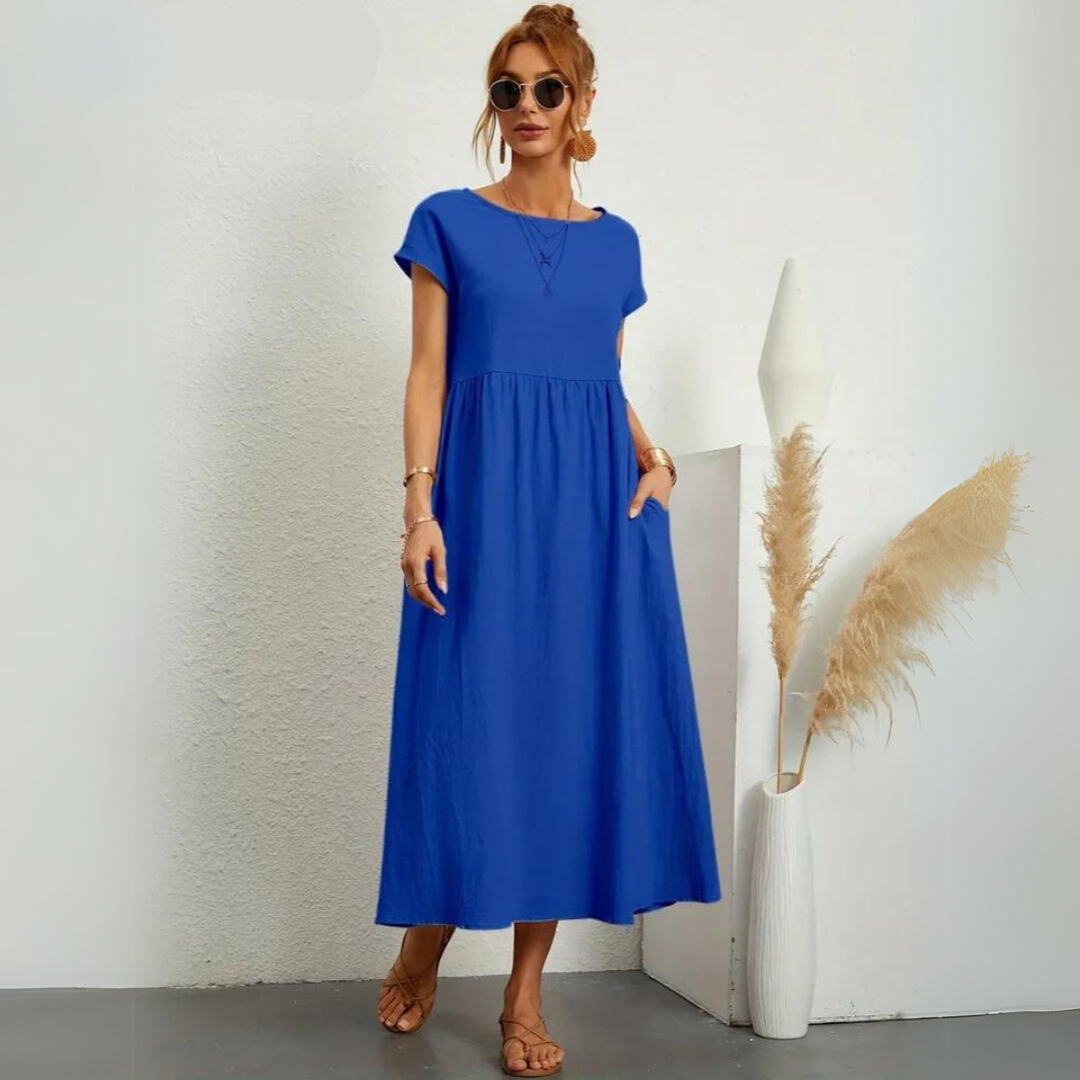 Isla – 100% Pure Cotton Casual Midi Dress
