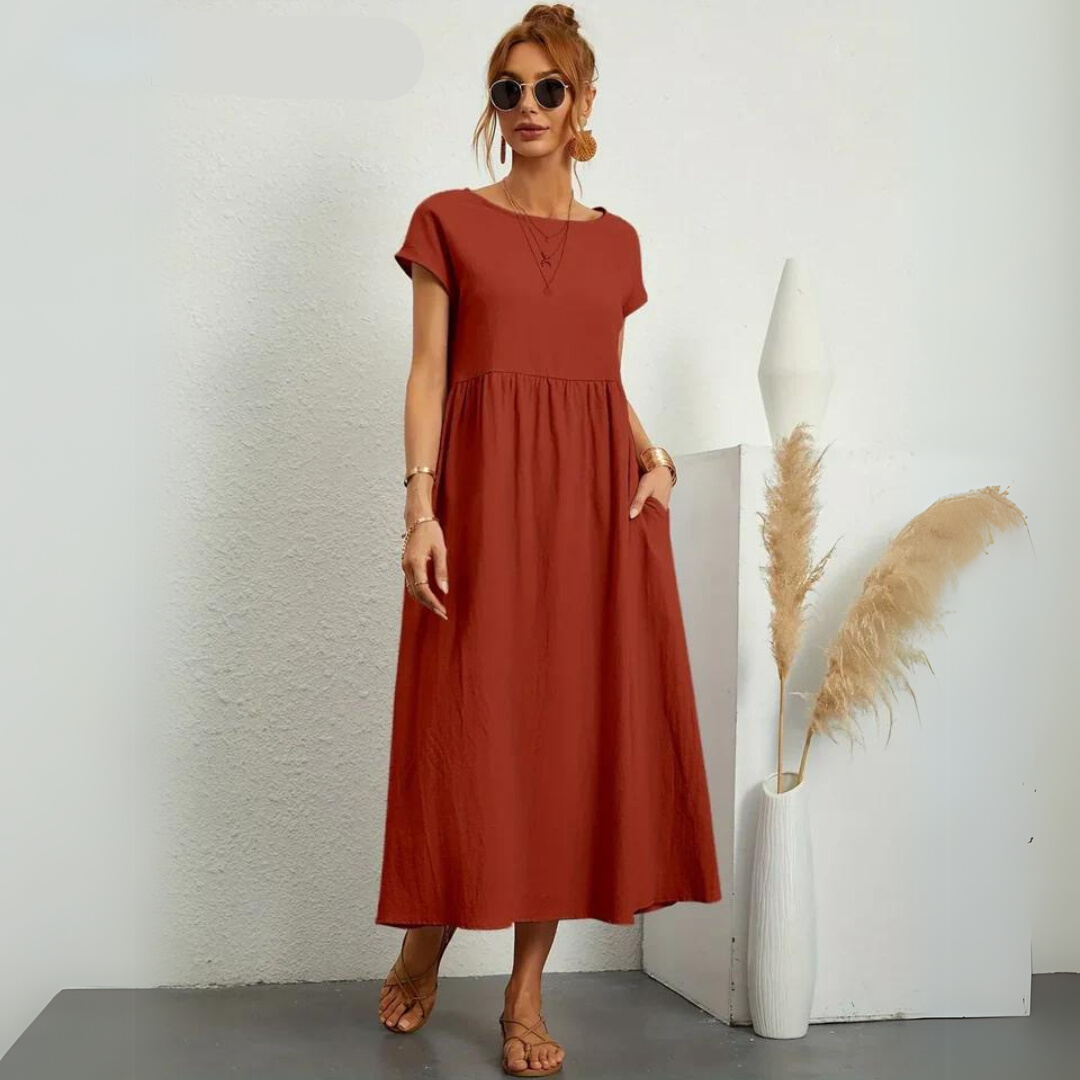 Isla – 100% Pure Cotton Casual Midi Dress