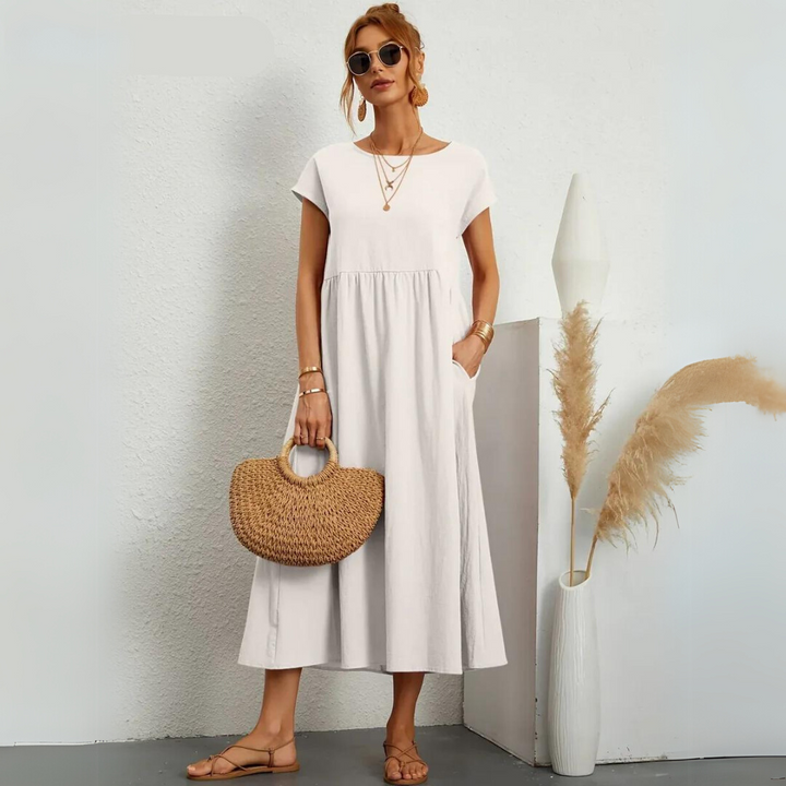 Isla – 100% Pure Cotton Casual Midi Dress
