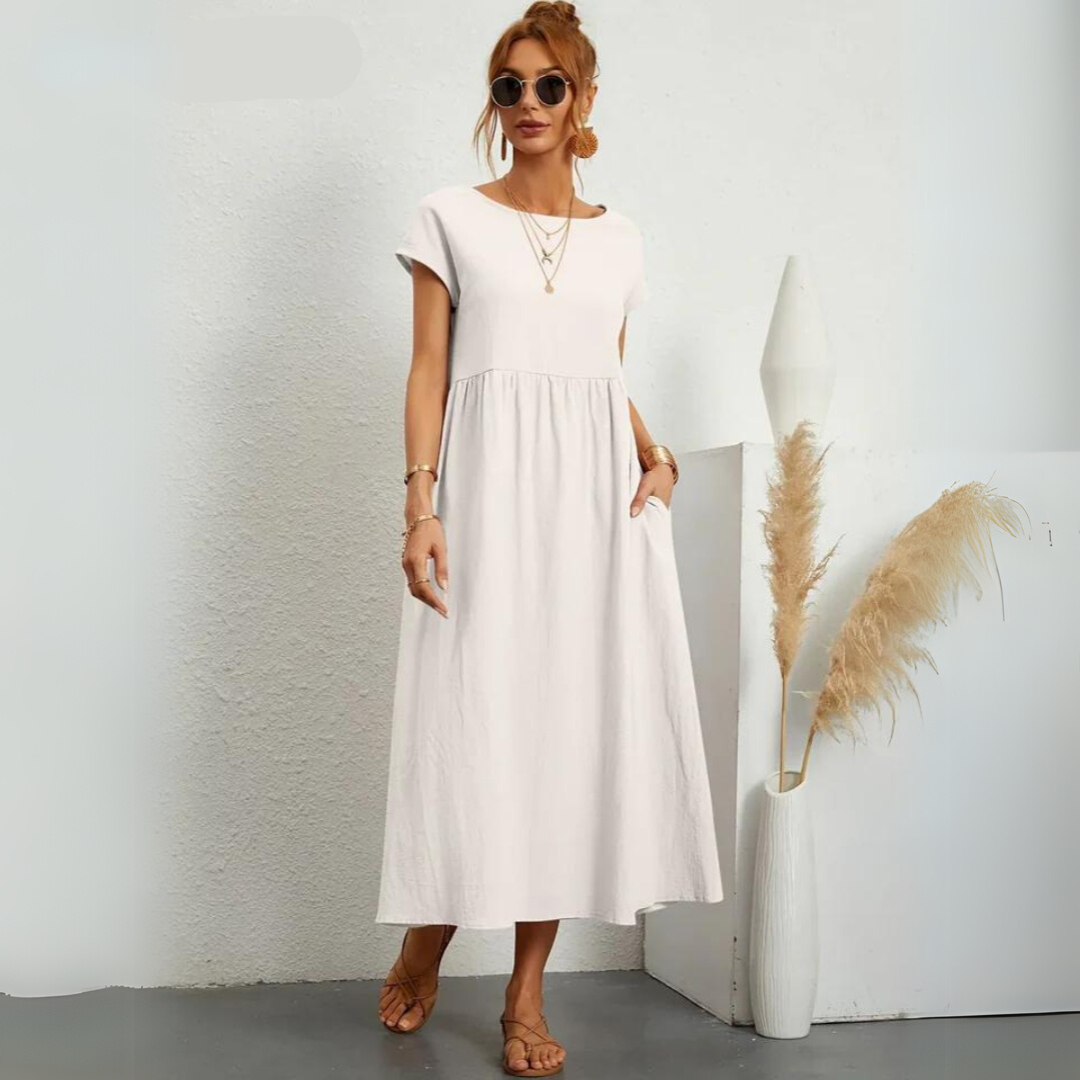 Isla – 100% Pure Cotton Casual Midi Dress