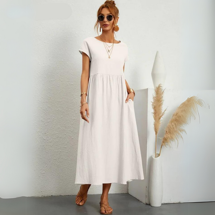 Isla – 100% Pure Cotton Casual Midi Dress