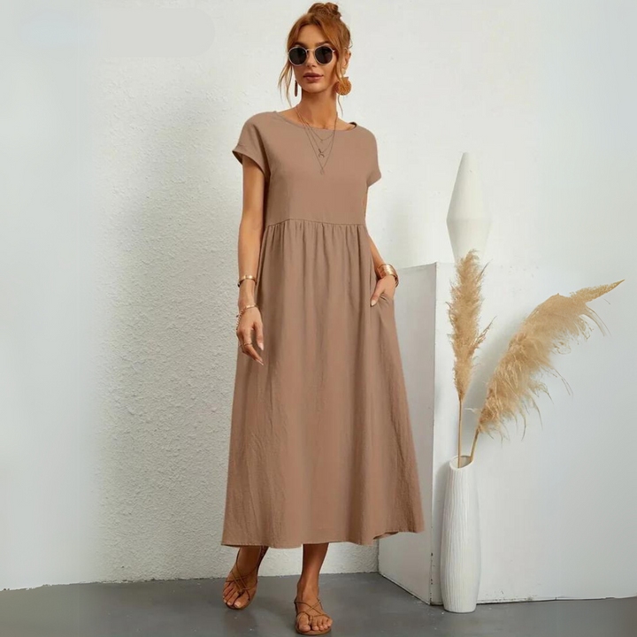 Isla – 100% Pure Cotton Casual Midi Dress
