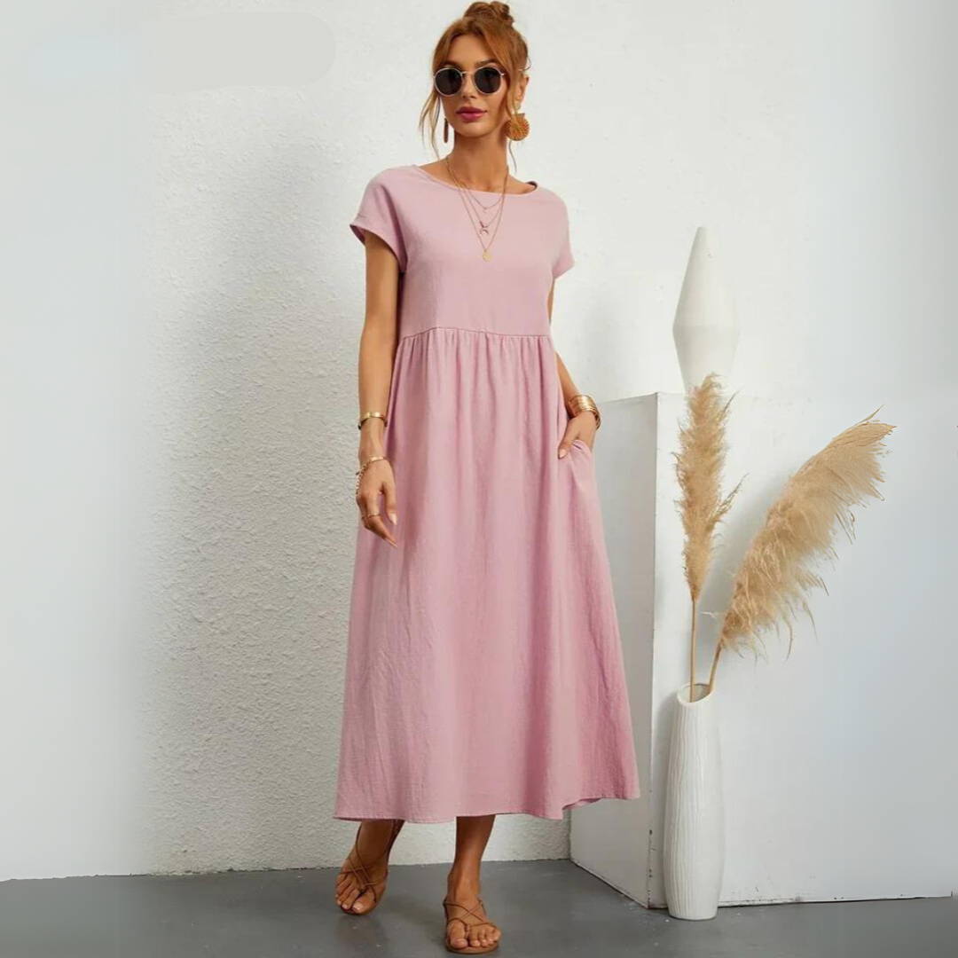 Isla – 100% Pure Cotton Casual Midi Dress