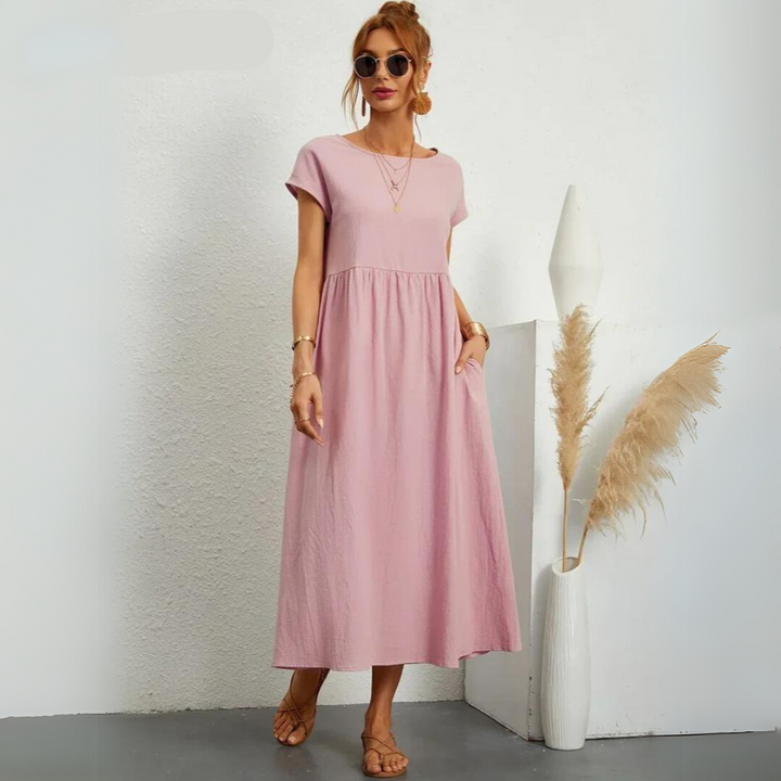 Isla – 100% Pure Cotton Casual Midi Dress