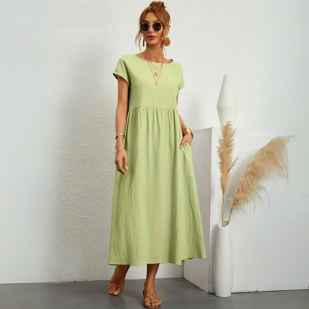 Isla – 100% Pure Cotton Casual Midi Dress