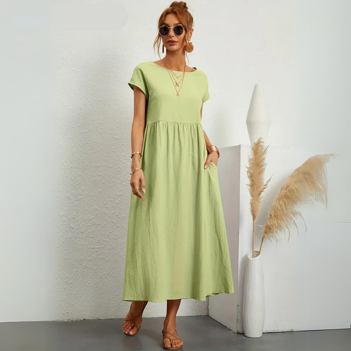 Isla – 100% Pure Cotton Casual Midi Dress