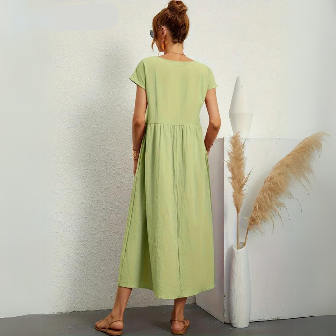 Isla – 100% Pure Cotton Casual Midi Dress