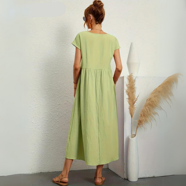 Isla – 100% Pure Cotton Casual Midi Dress