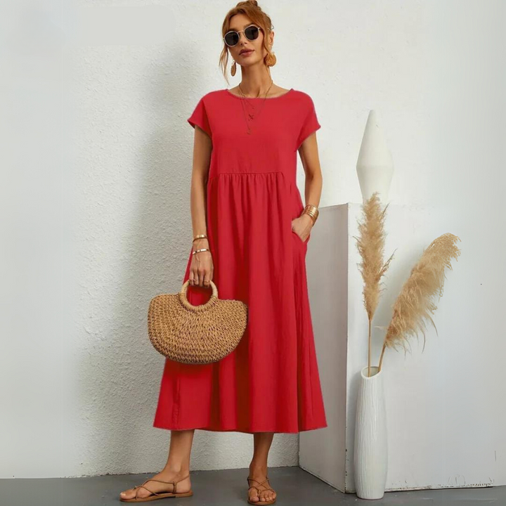 Isla – 100% Pure Cotton Casual Midi Dress