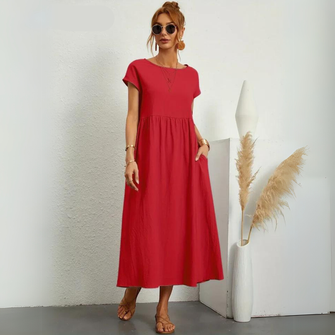 Isla – 100% Pure Cotton Casual Midi Dress