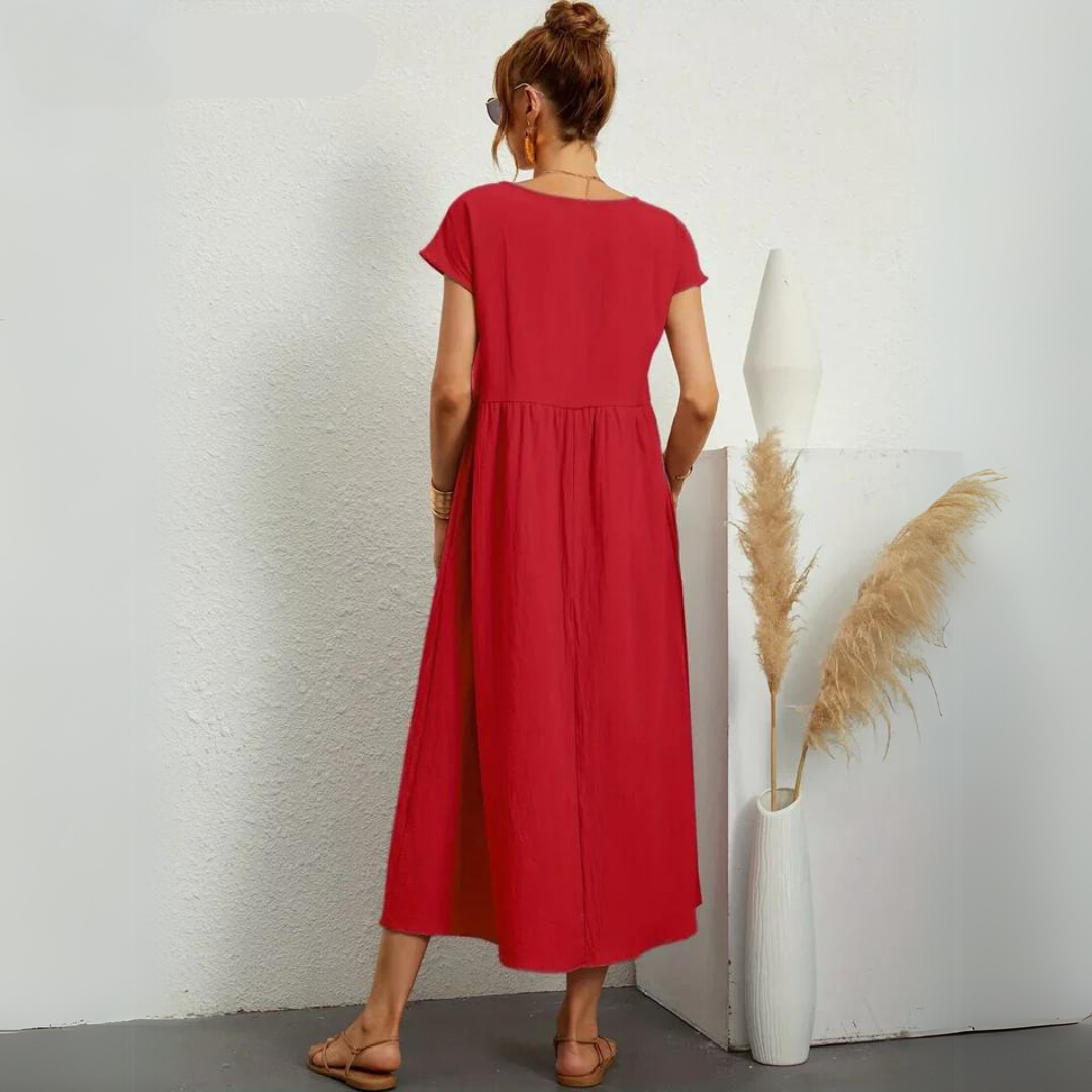 Isla – 100% Pure Cotton Casual Midi Dress