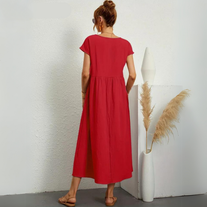 Isla – 100% Pure Cotton Casual Midi Dress