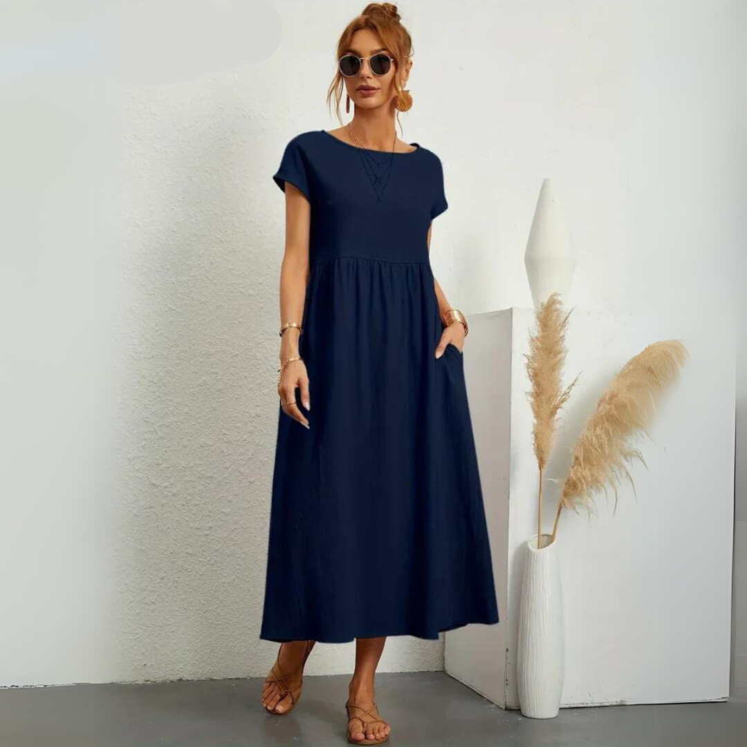 Isla – 100% Pure Cotton Casual Midi Dress