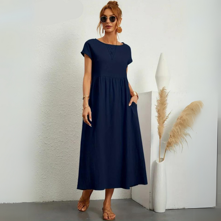 Isla – 100% Pure Cotton Casual Midi Dress
