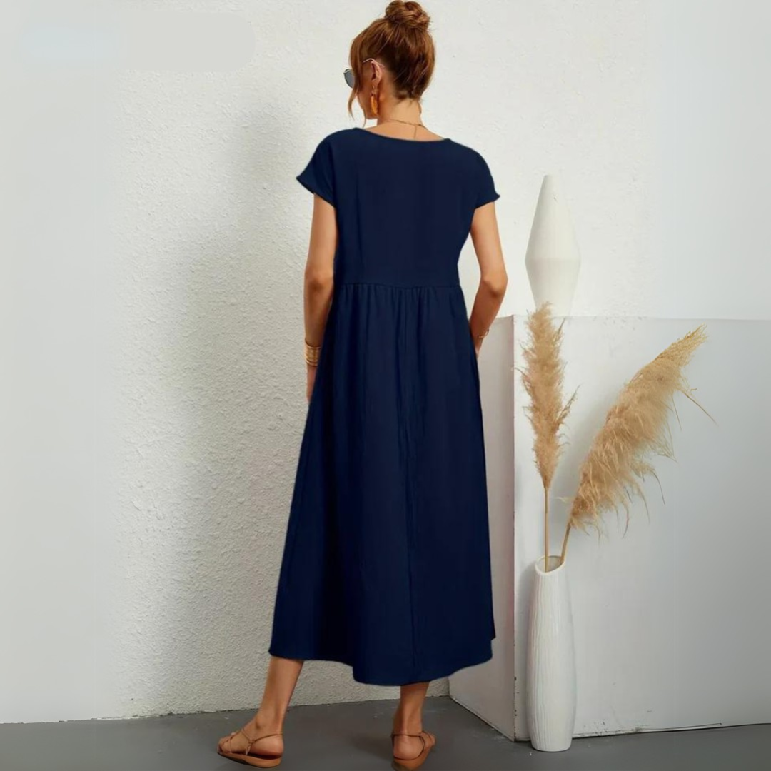 Isla – 100% Pure Cotton Casual Midi Dress
